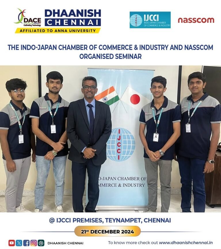 Our students had the incredible opportunity to participate in a seminar organized by the Indo-Japan Chamber of Commerce & Industry (IJCCI) and NASSCOM on 21st December 2024 at IJCCI Premises, Teynampet, Chennai.