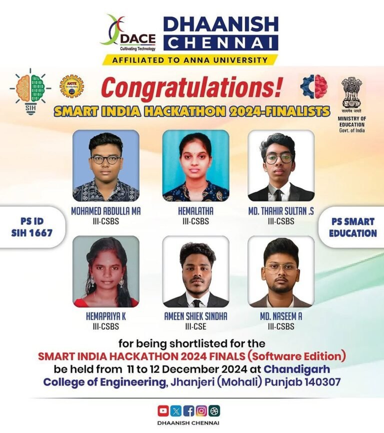 Our talented students are into the Smart India Hackathon 2024 Finals (Software Edition)! 🎉