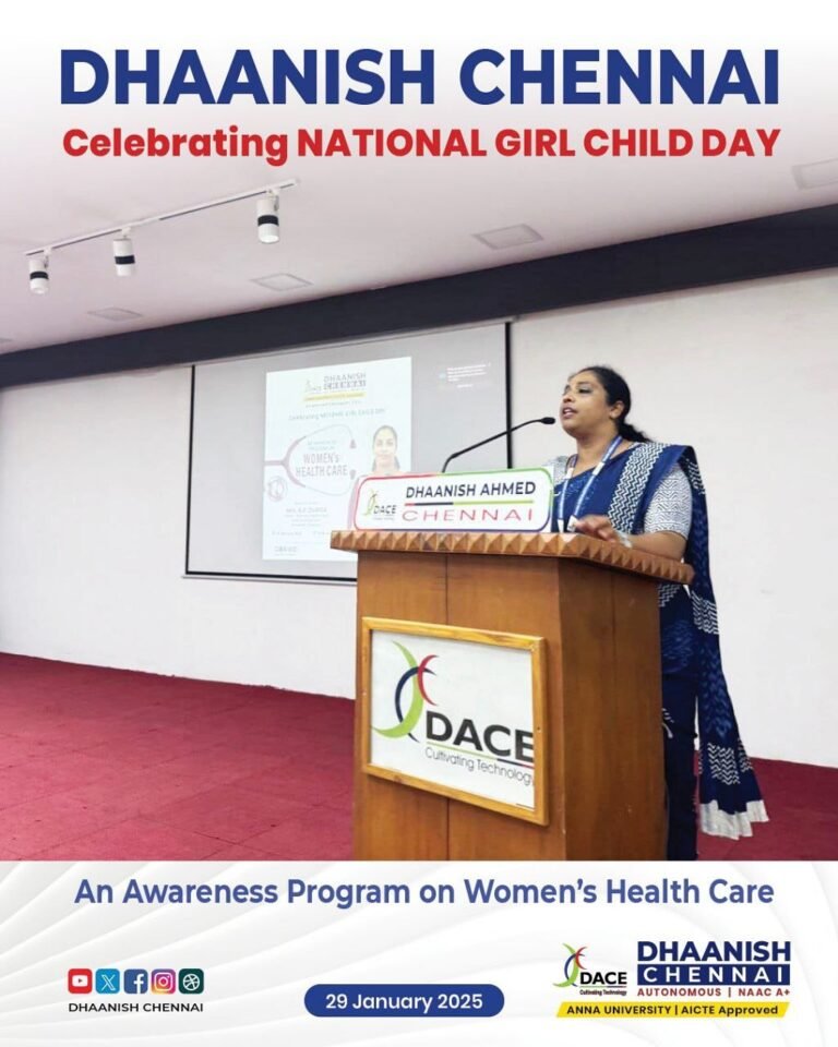 🌸 Celebrating National Girl Child Day! 🌸Dhaanish Chennai proudly organized an Awareness Program on Women’s Health Care to empower and educate young minds on the importance of well-being and self-care. 💙✨