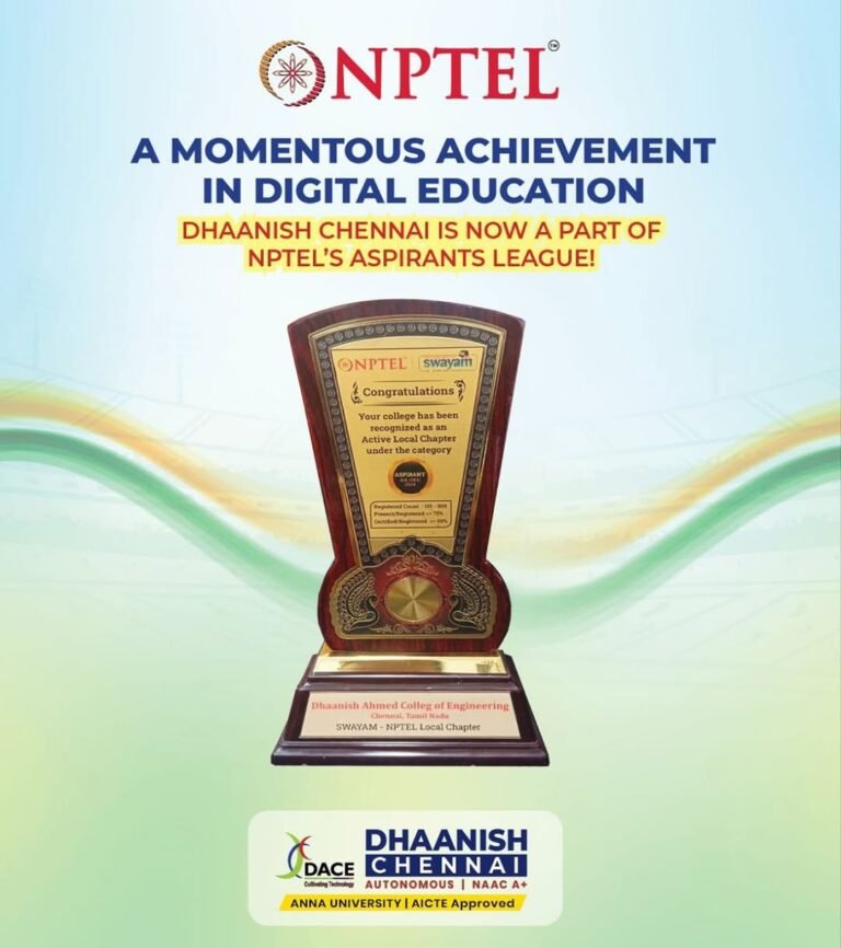 We are thrilled to announce that Dhaanish Chennai is now a part of NPTEL’s Aspirants League! 🏆✨