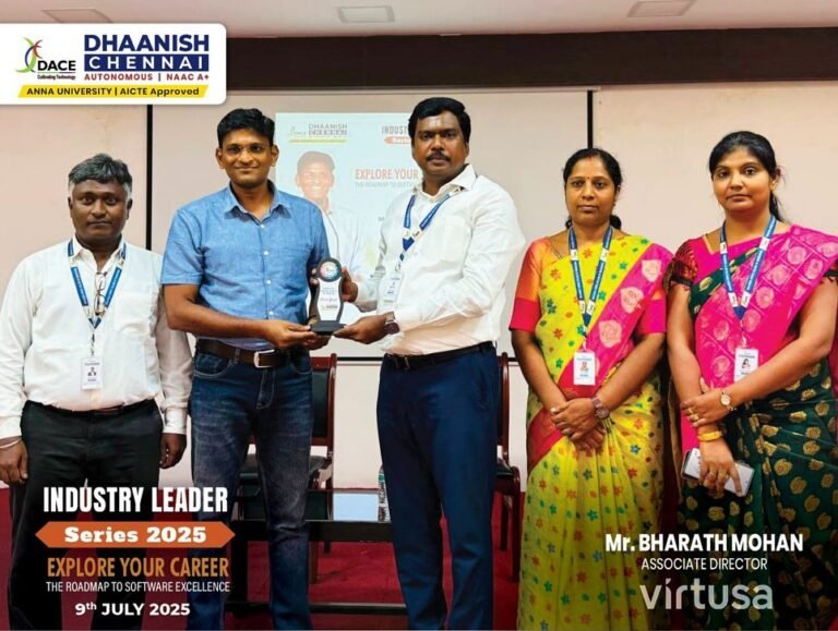 Moments of Insight. Mentorship. Impact.Dhaanish Chennai proudly hosted Mr. Bharath Mohan, Associate Director – Virtusa, at our Industry Leader Series 2025